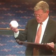 Senator Inhofe holding a snowball on the Senate floor