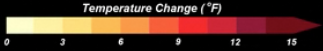 Color legend for the temperature projection map