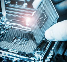 Close-up photo of a CPU chip
