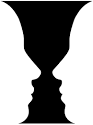 The face and vase optical illusion — can be seen as either two white faces or a black vase