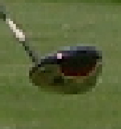 The golf club head zoomed in to reveal individual pixels