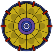 Animation of the implosion design: explosives compress the fissionable core to achieve critical mass